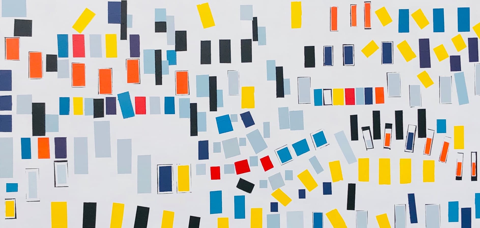 Abstraction 02-20, peinture de Nadine Hardy, acrylique sur bois, 50 × 100 cm, 2020