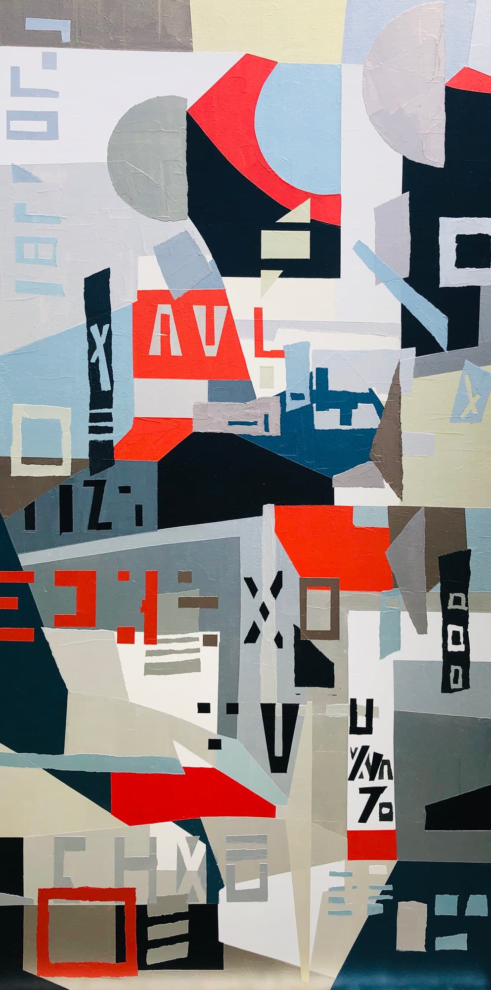 Abstraction 07-20, peinture de Nadine Hardy, acrylique sur bois, 100 × 50 cm, 2020