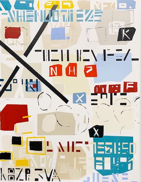 Abstraction 12-19, peinture de Nadine Hardy, acrylique sur bois, 116 × 89 cm, 2019