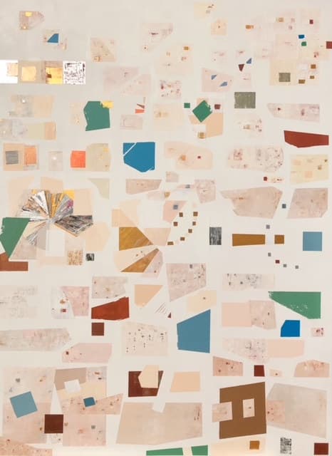 Abstraction 20.18, peinture de Nadine Hardy, acrylique sur bois, 100 × 73 cm, 2018