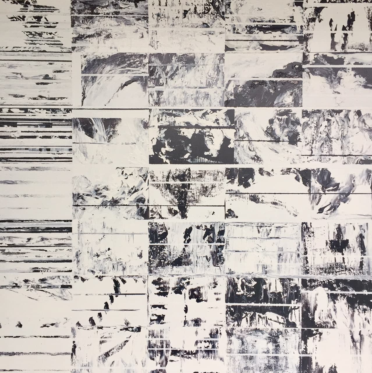 Evasion III, peinture de Nadine Hardy, acrylique sur bois, 80 × 80 cm, 2016