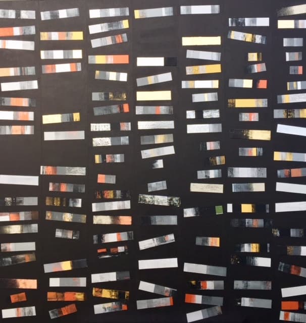 Flux Lumineux, peinture de Nadine Hardy, acrylique sur bois, 100 × 100 cm, 2019