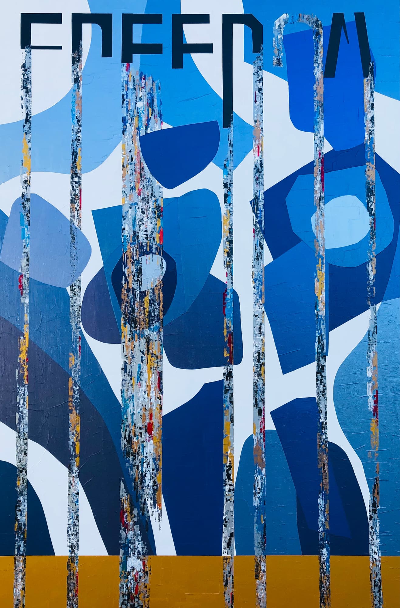 Freedom II, peinture de Nadine Hardy, acrylique sur bois, 120 × 80 cm, 2022