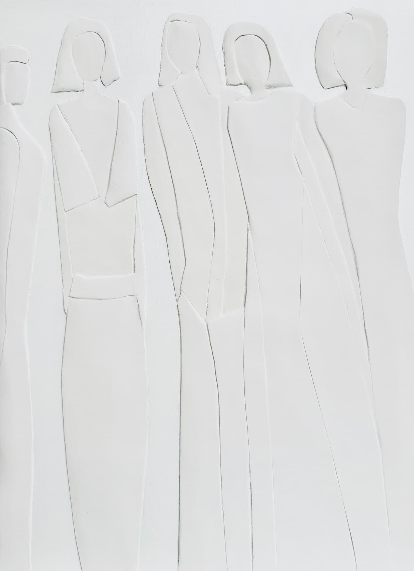 Grâce, bas-relief de Nadine Hardy, technique mixte, 50 × 36 cm, 2025