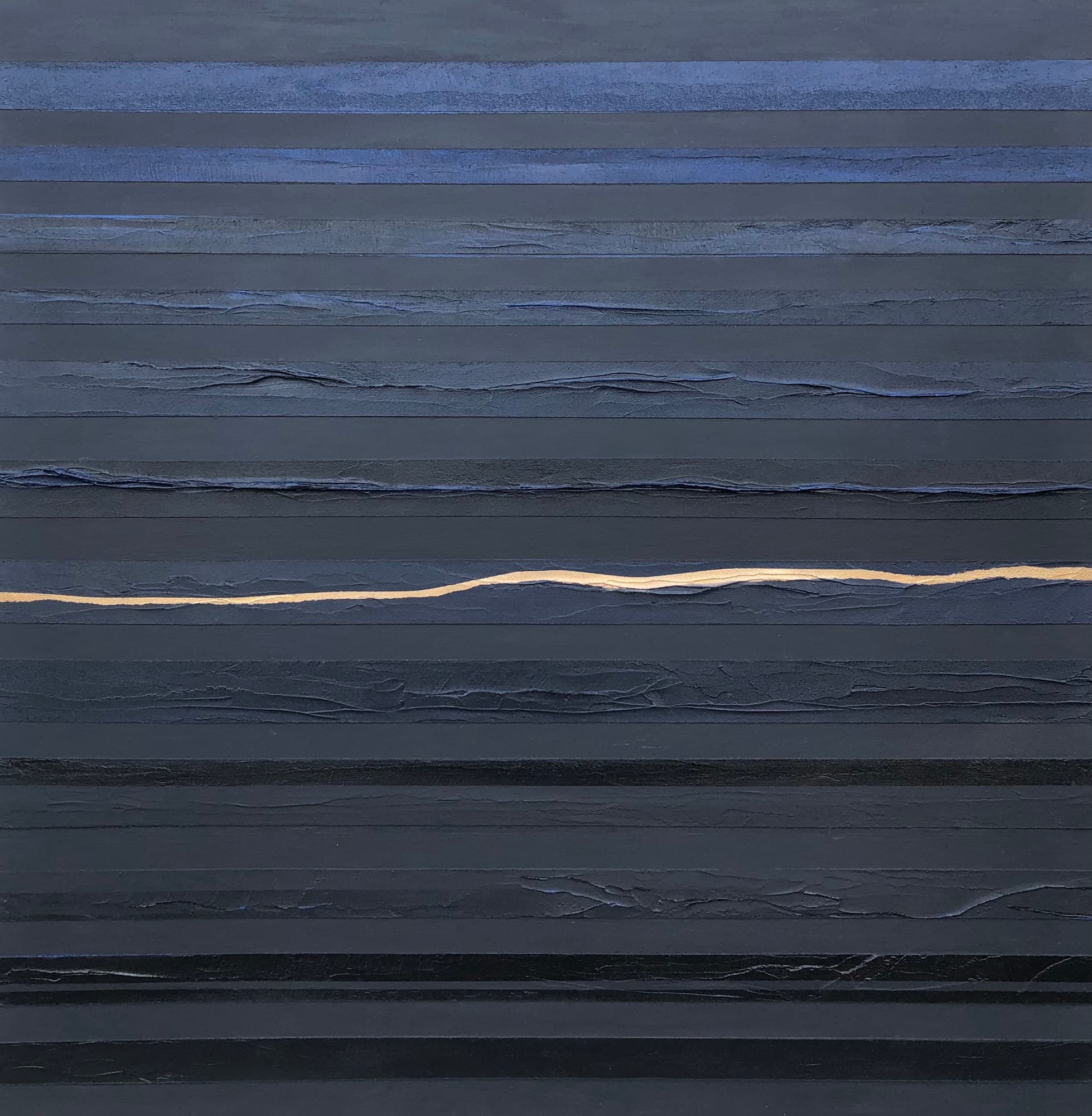 Nuit Américaine III, peinture de Nadine Hardy, acrylique sur bois, 80 × 80 cm
