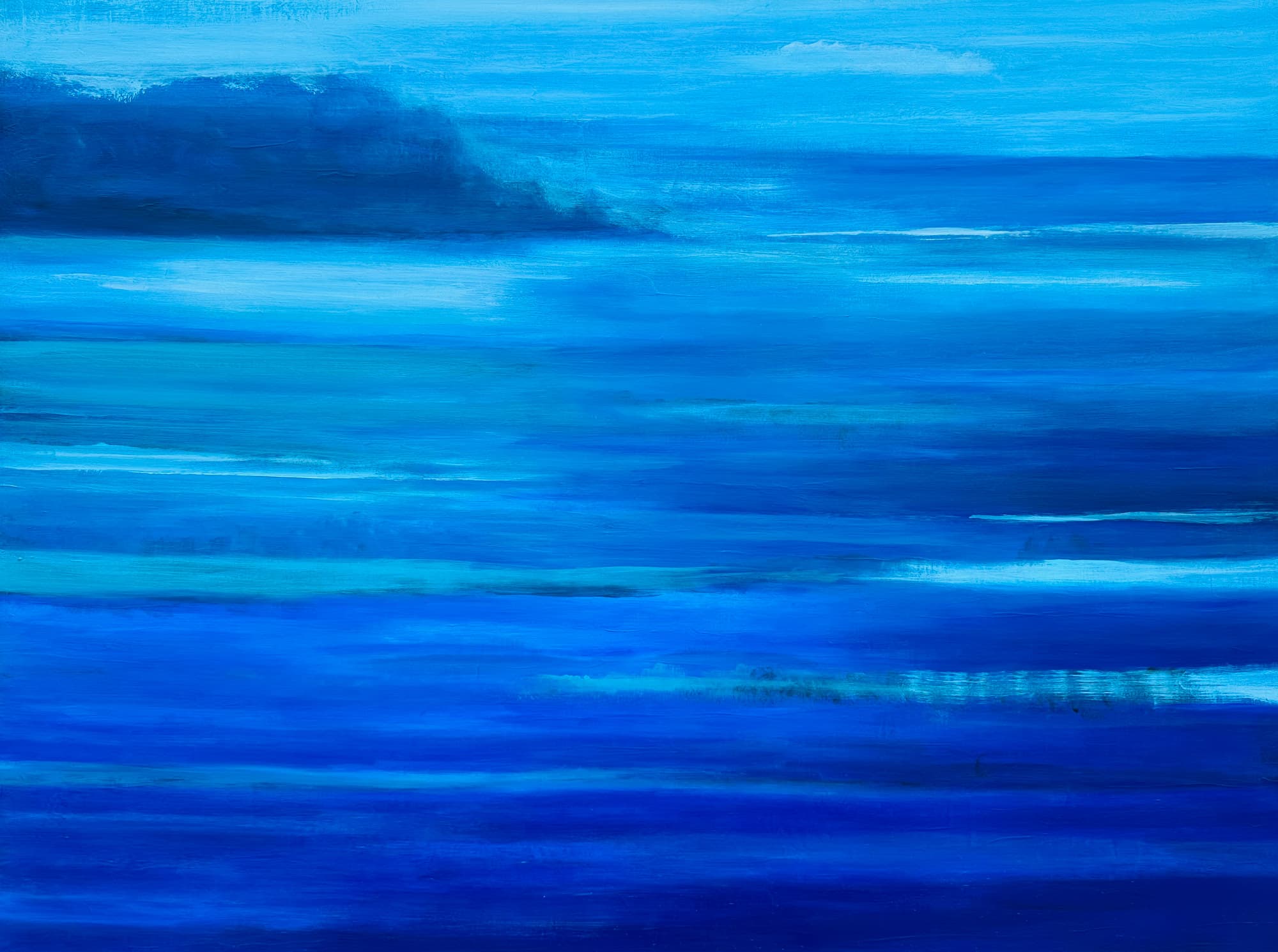 Passage sensoriel, paysage semi-abstrait de Nadine Hardy, acrylique sur bois et sur châssis, 80 × 60 cm, 2024