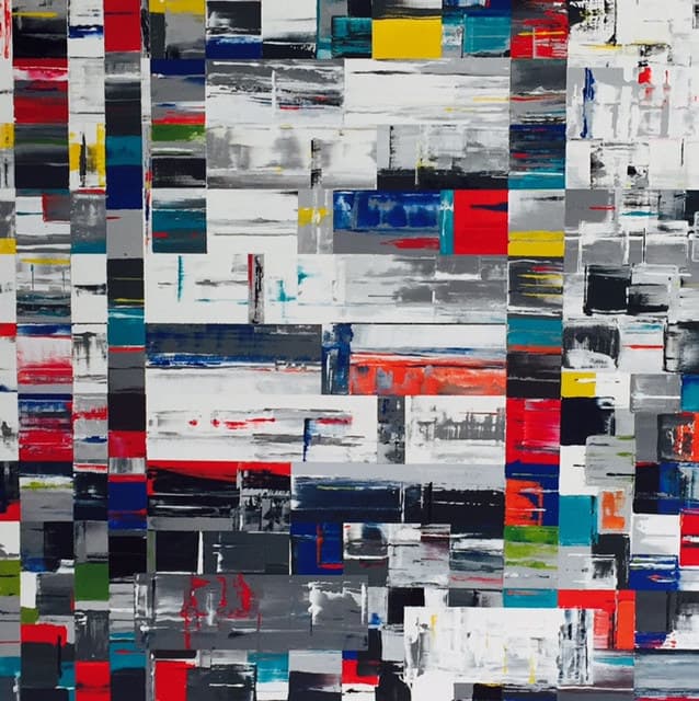 Pensées Abstraites, peinture de Nadine Hardy, acrylique sur toile, 80 × 80 cm, 2014