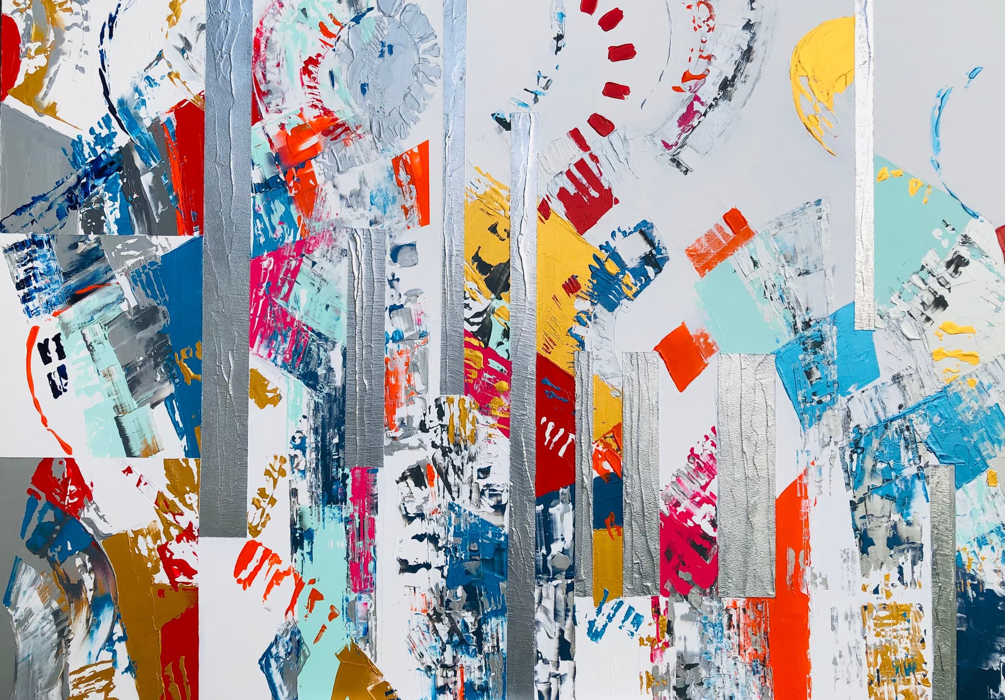 Presence et Harmonie 2, peinture de Nadine Hardy, acrylique sur bois, 71 × 106 cm, 2021