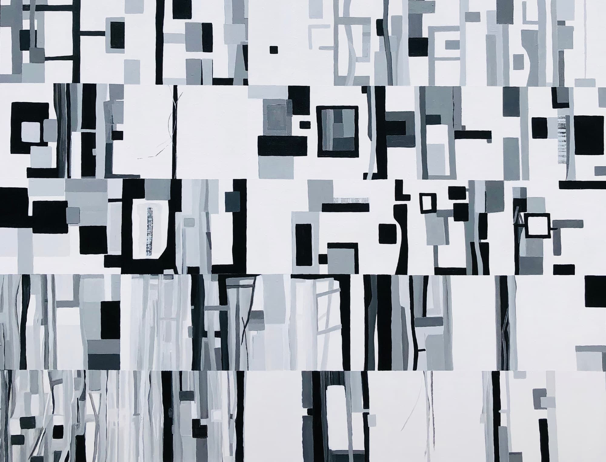 Signature de la Conscience II, peinture de Nadine Hardy, acrylique sur bois, 89 × 116 cm, 2020