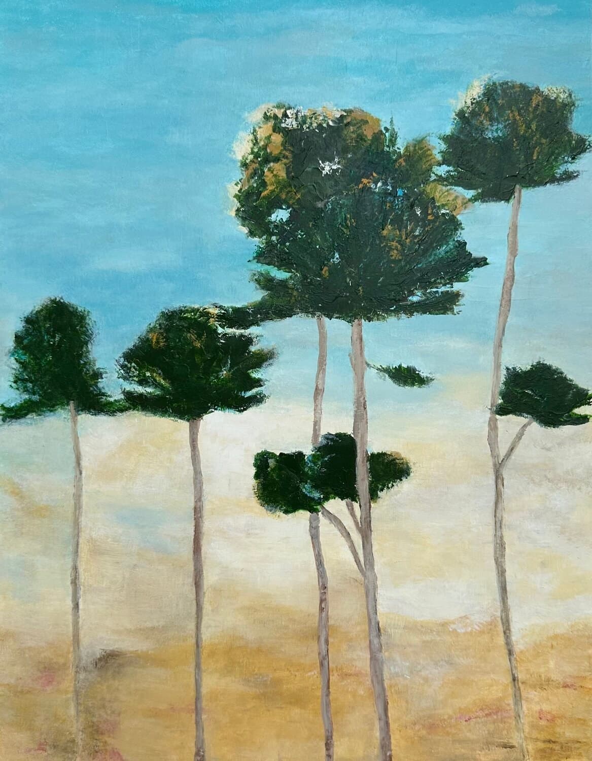 Souvenir lumineux, peinture de Nadine Hardy, acrylique sur bois, 47 × 36 cm, 2025