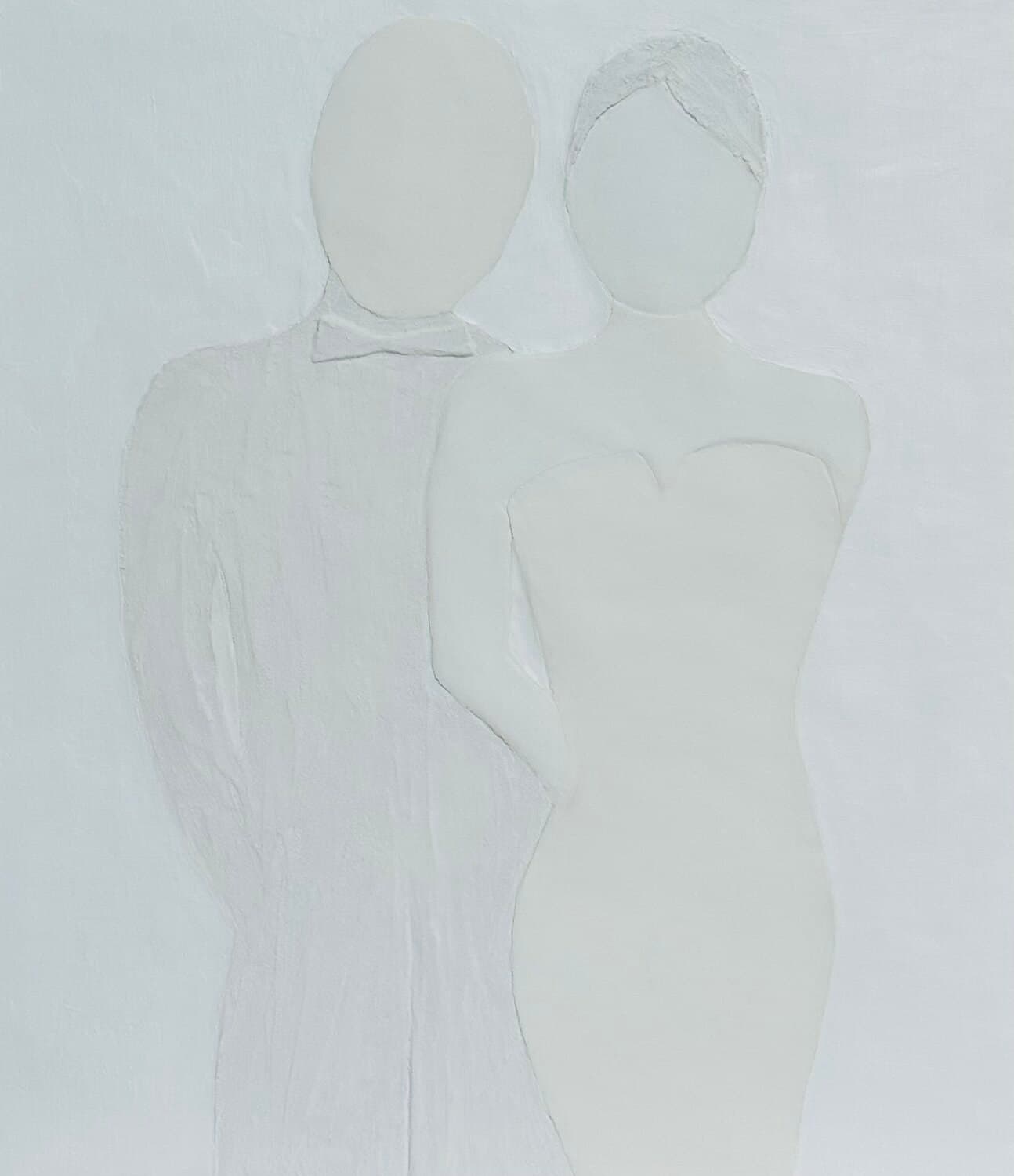 Union lumineuse, bas-relief de Nadine Hardy, technique mixte, 40 × 46 cm, 2025