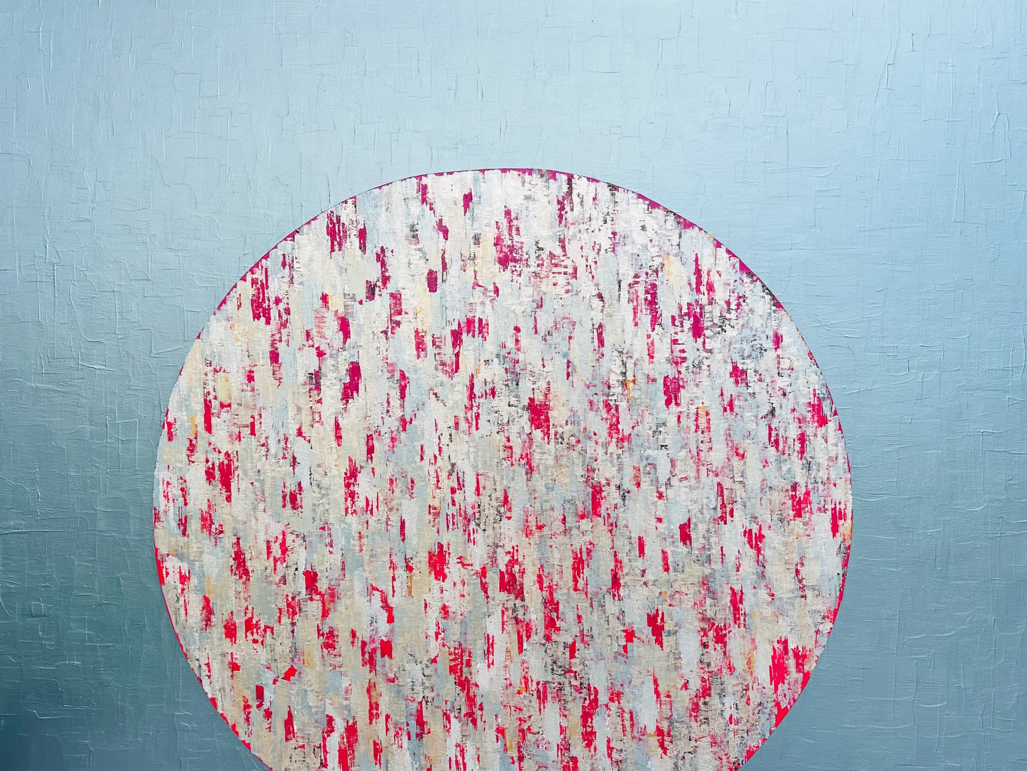 Univers lumineux, peinture de Nadine Hardy, acrylique sur bois, 89 × 116 cm, 2023