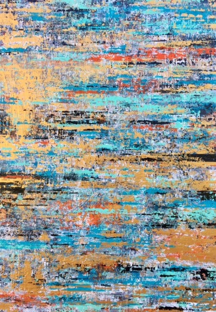 Abstraction 01-2017, peinture de Nadine Hardy, acrylique sur bois, 70 × 50 cm, 2017