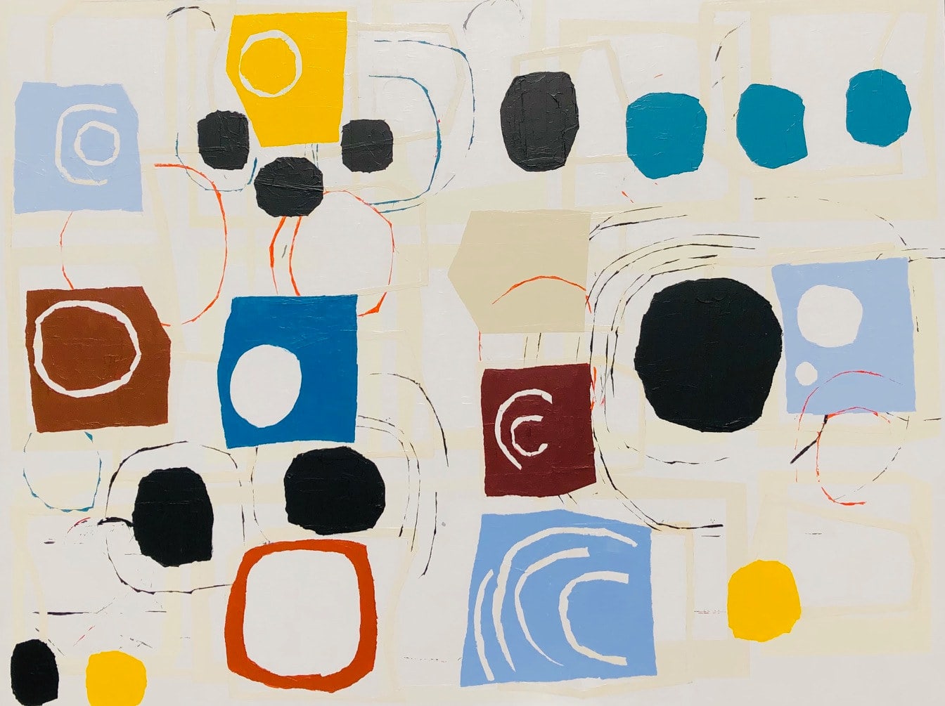 Abstraction 03-20, peinture de Nadine Hardy, acrylique sur bois, 89 × 116 cm, 2020