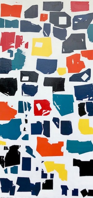 Abstraction 05-19, peinture de Nadine Hardy, acrylique sur bois, 100 × 50 cm, 2019