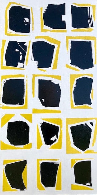 Abstraction 07-19, peinture de Nadine Hardy, acrylique sur bois, 100 × 50 cm, 2019
