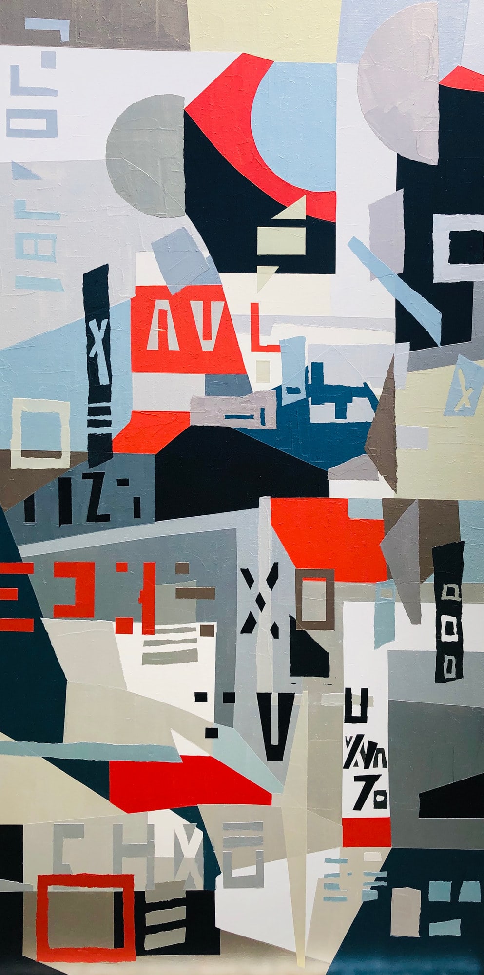 Abstraction 07-20, peinture de Nadine Hardy, acrylique sur bois, 100 × 50 cm, 2020