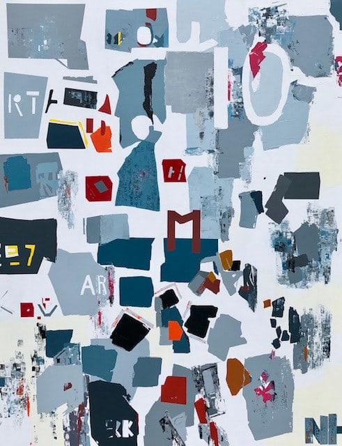 Abstraction 10-19, peinture de Nadine Hardy, acrylique sur bois, 146 × 114 cm, 2019