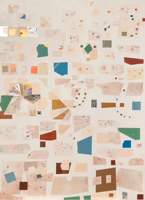 Abstraction 20.18, peinture de Nadine Hardy, acrylique sur bois, 100 × 73 cm, 2018