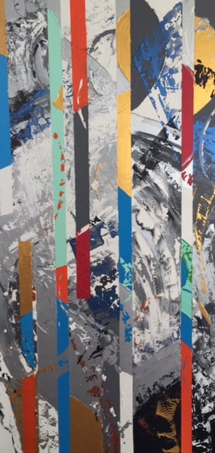 Action et Contemplation -Triptyque I, peinture de Nadine Hardy, acrylique sur bois, 120.5 × 60 cm