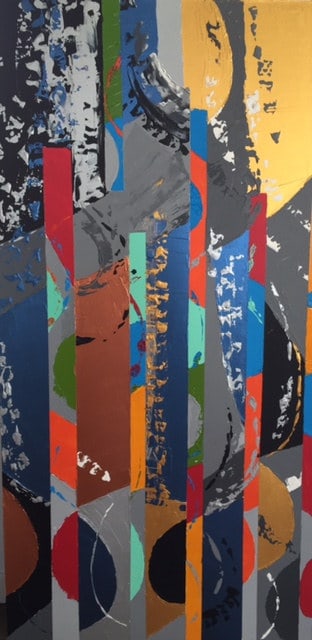 Action et Contemplation-Triptyque II, peinture de Nadine Hardy, acrylique sur bois, 120.5 × 60 cm