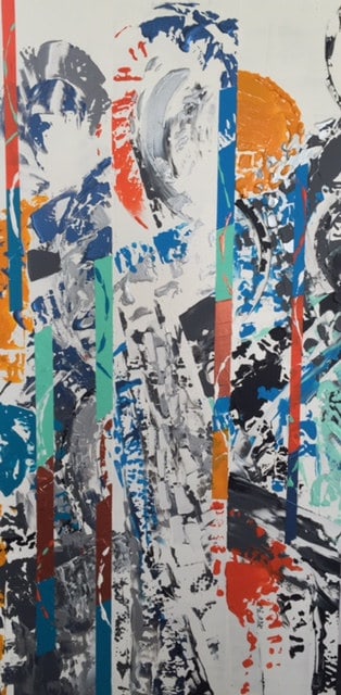 Action et Contemplation-TriptyqueIII, peinture de Nadine Hardy, acrylique sur bois, 120.5 × 60 cm