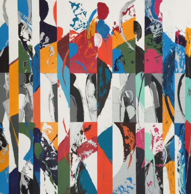 Approche 20.15, peinture de Nadine Hardy, acrylique sur toile, 80 × 80 cm, 2015