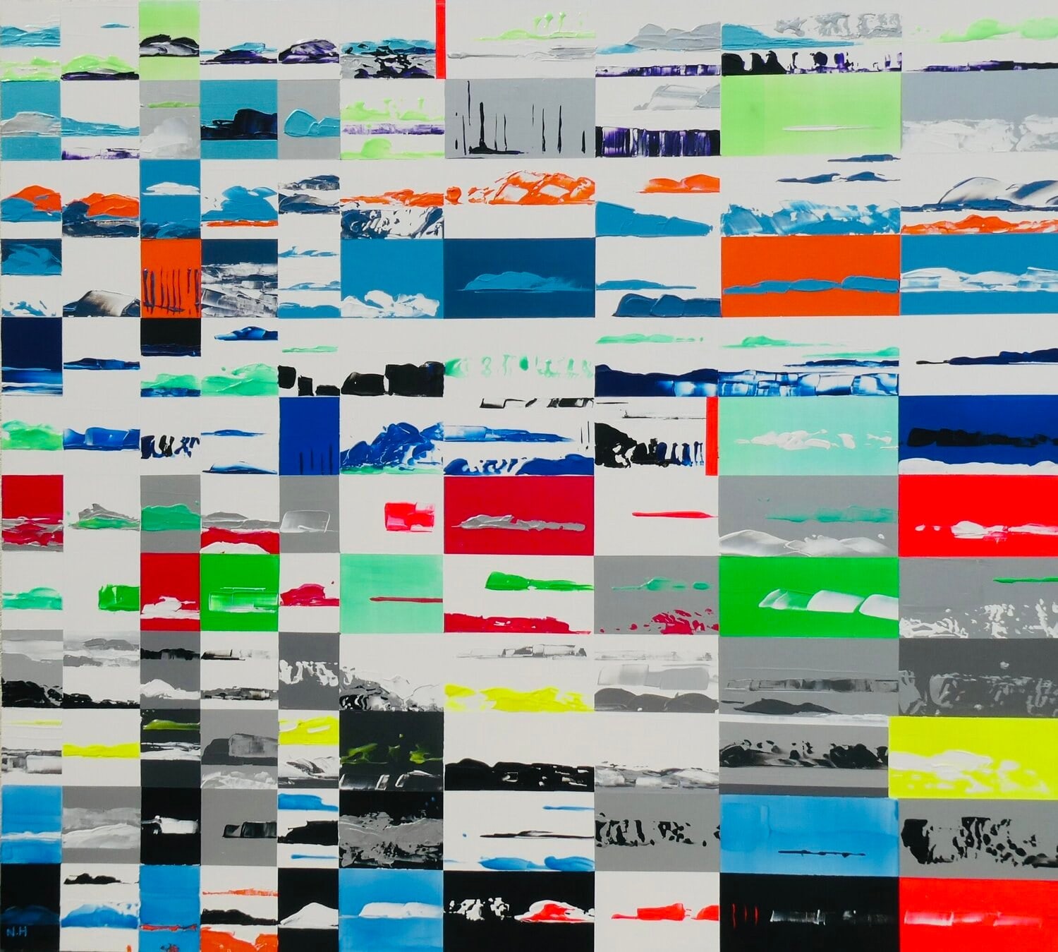 Construction Cinétique, peinture de Nadine Hardy, acrylique sur bois, 109 × 122 cm, 2015