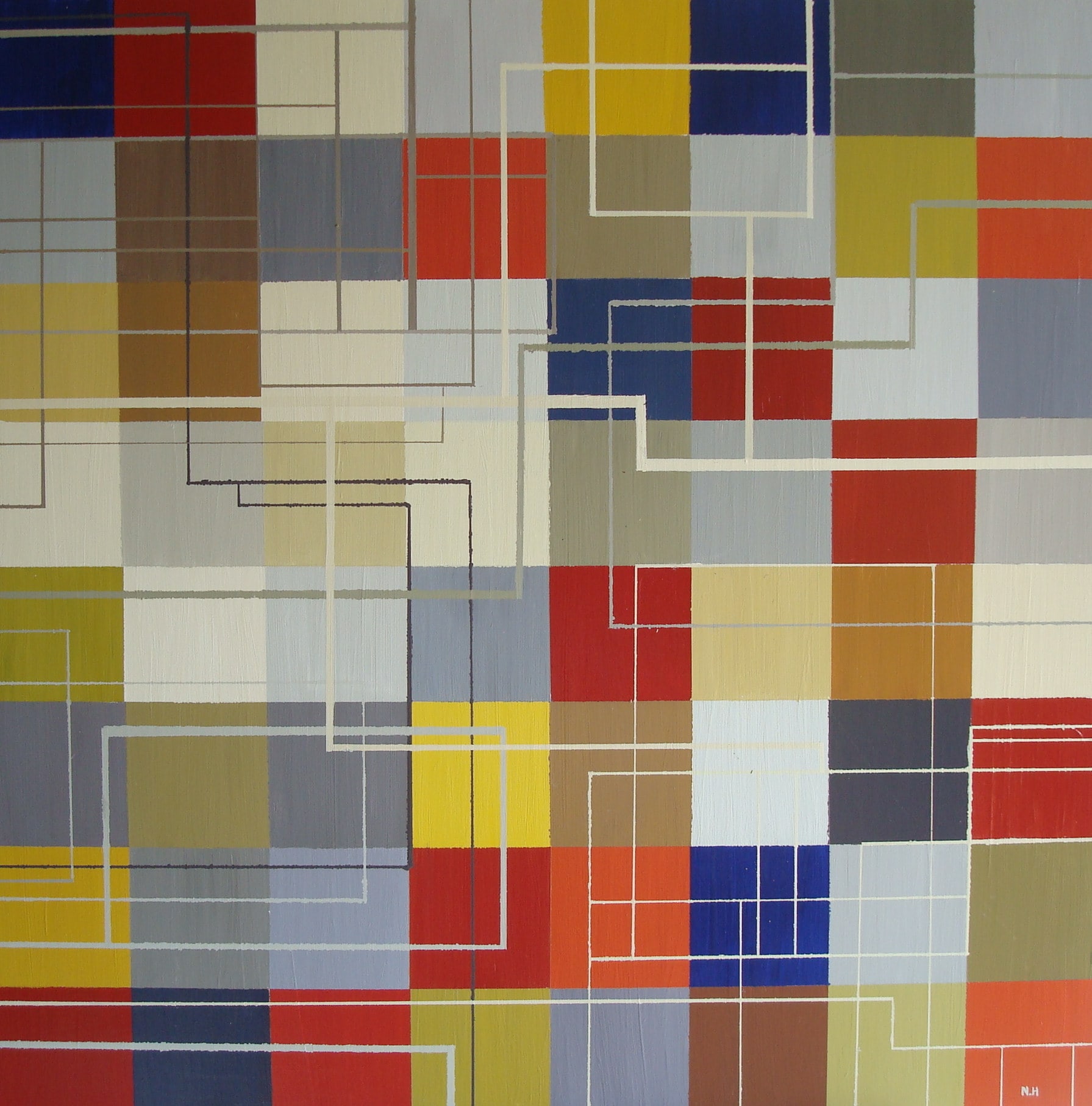 Correspondance, peinture de Nadine Hardy, acrylique sur bois, 80 × 80 cm