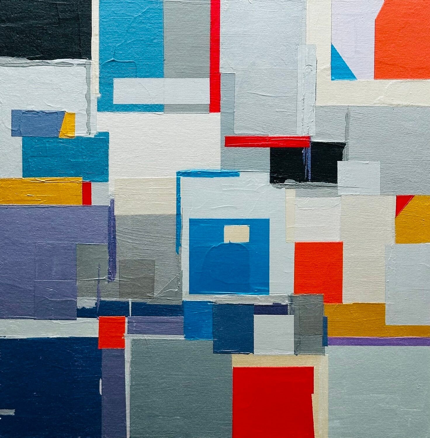 Échos iridescente, peinture de Nadine Hardy, acrylique sur bois, 30 × 30 cm, 2025