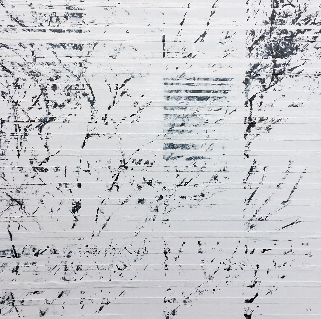 Evasion II, peinture de Nadine Hardy, acrylique sur bois, 80 × 80 cm, 2016