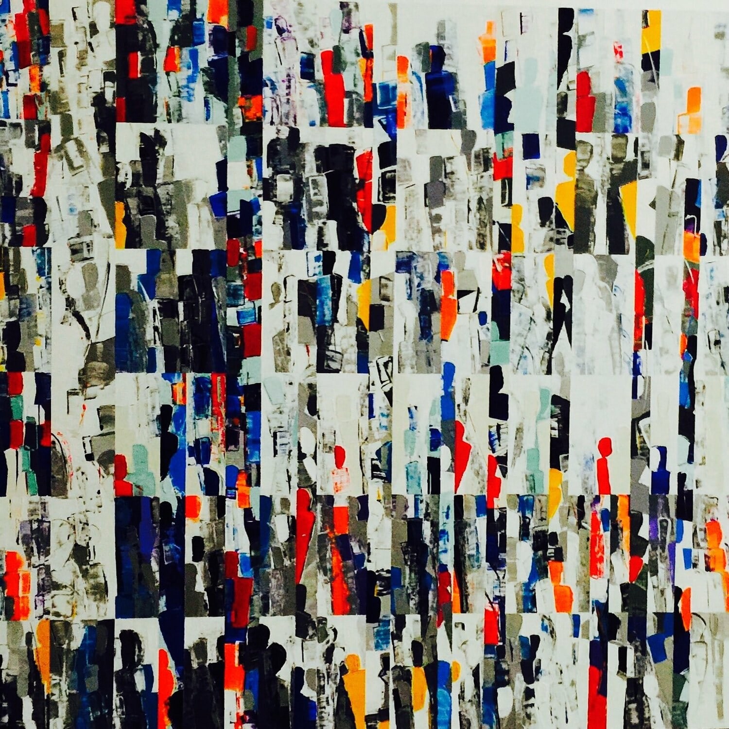 Fréquences II, peinture de Nadine Hardy, acrylique sur bois, 200 × 180 cm, 2015