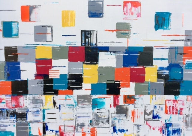 Génération 2016-I, peinture de Nadine Hardy, acrylique sur bois, 50 × 70 cm