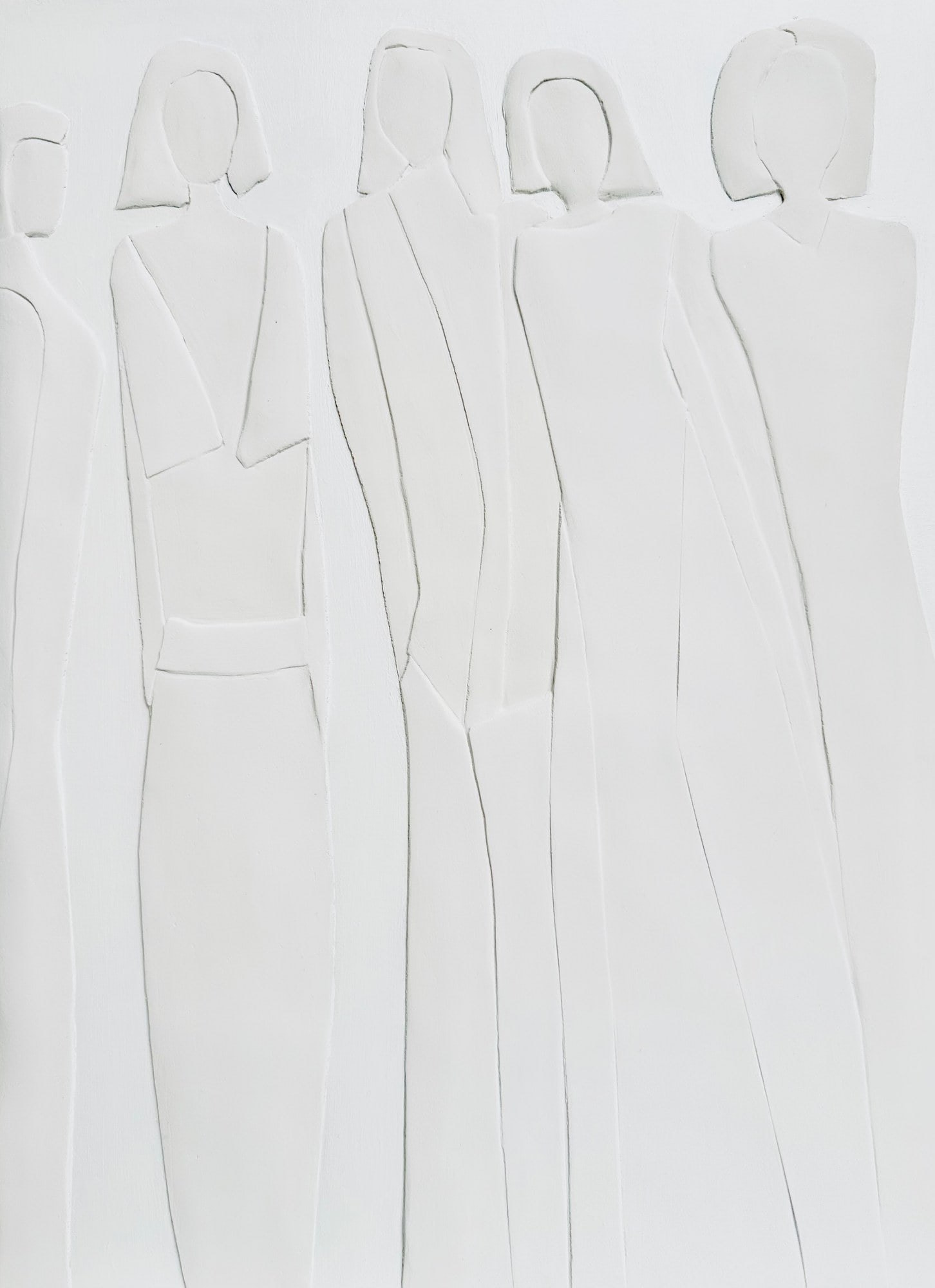 Grâce, bas-relief de Nadine Hardy, technique mixte, 50 × 36 cm, 2025