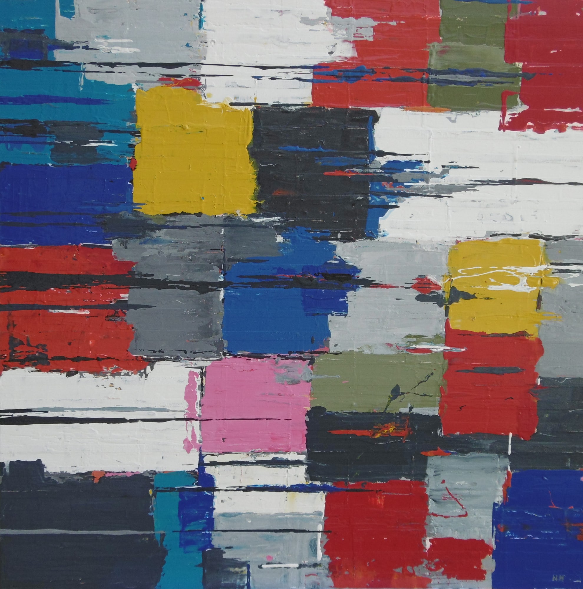 Imprévu, peinture de Nadine Hardy, acrylique sur bois, 80 × 80 cm, 2020