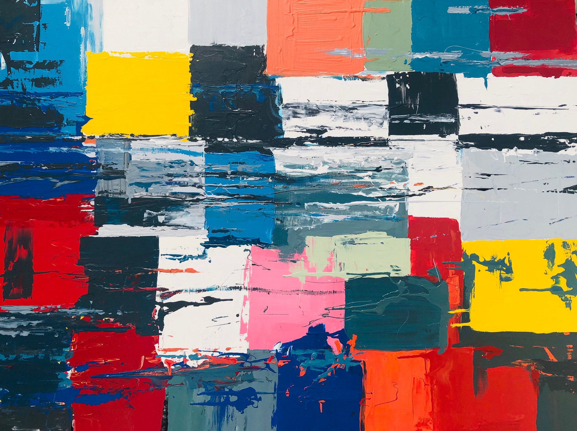 Informel, peinture de Nadine Hardy, acrylique sur bois, 89 × 116 cm, 2013