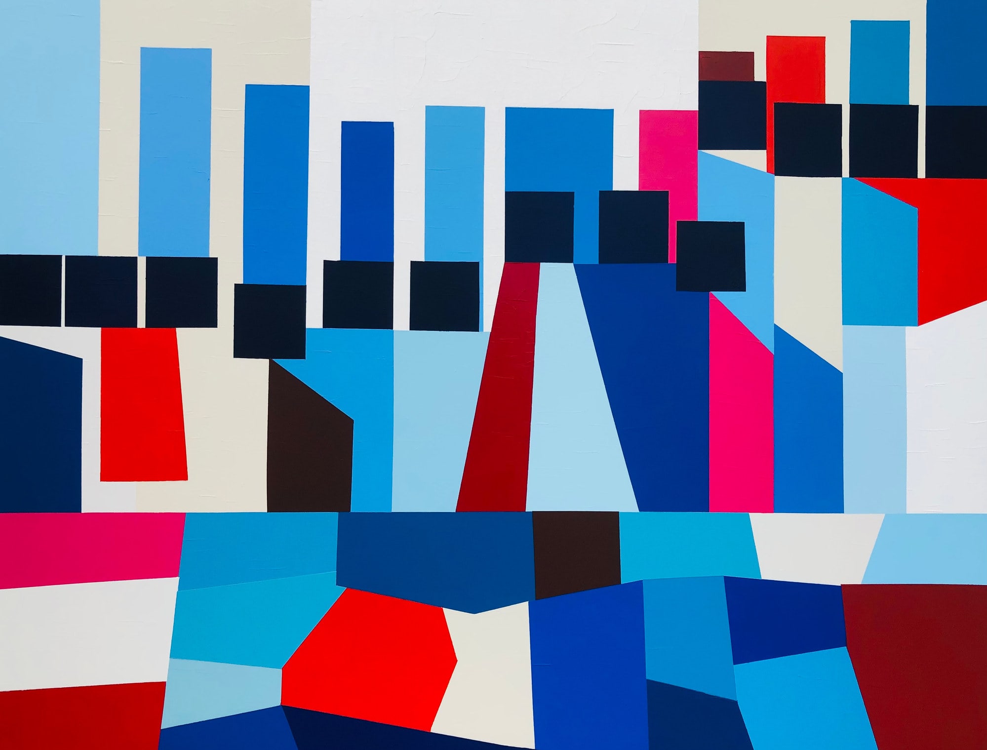 La Cène II, peinture de Nadine Hardy, acrylique sur bois, 89 × 116 cm, 2022