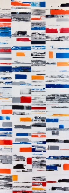 La Mer II, peinture de Nadine Hardy, 80 × 30 cm