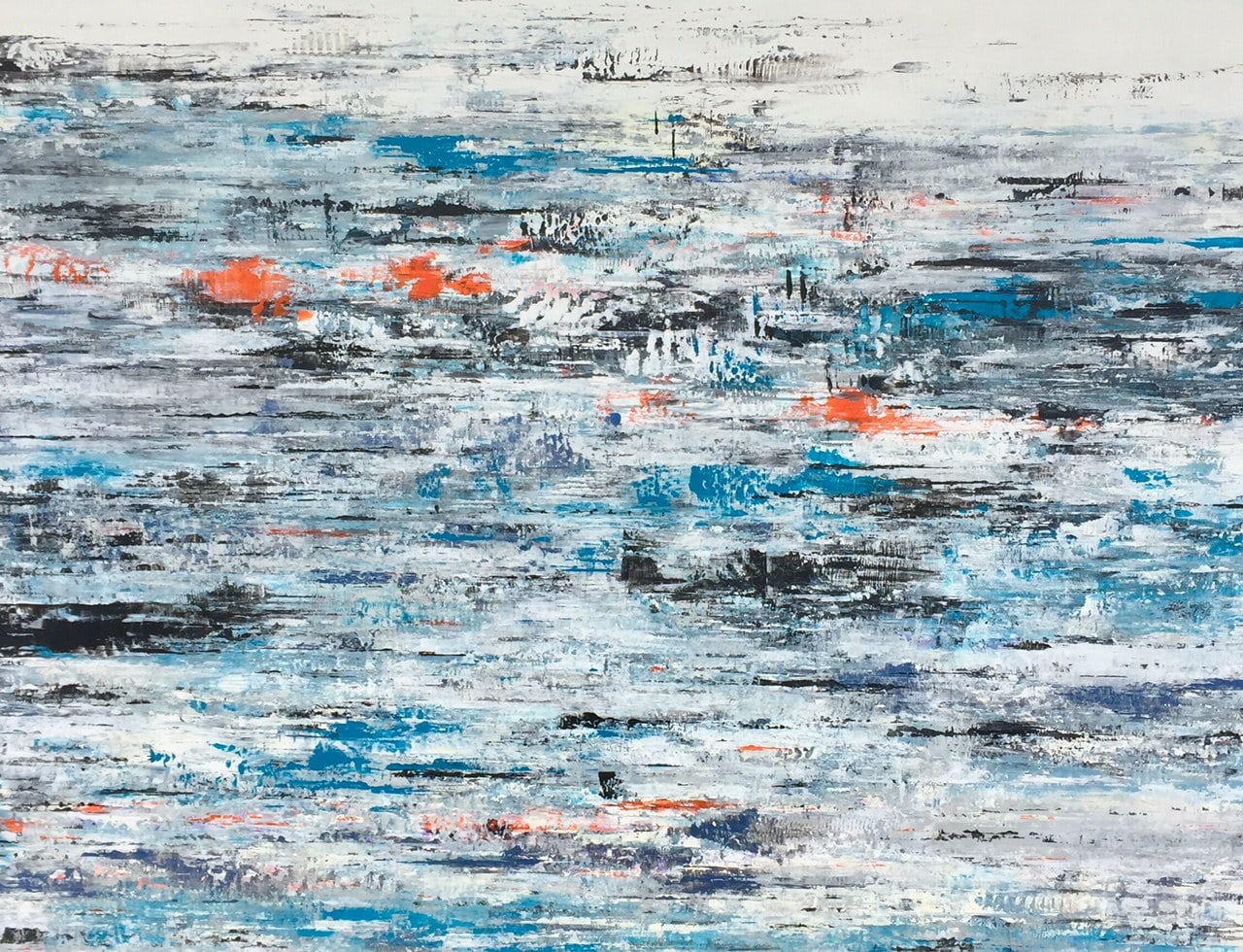 La Mer III, peinture de Nadine Hardy, acrylique sur bois, 116 × 89 cm, 2019
