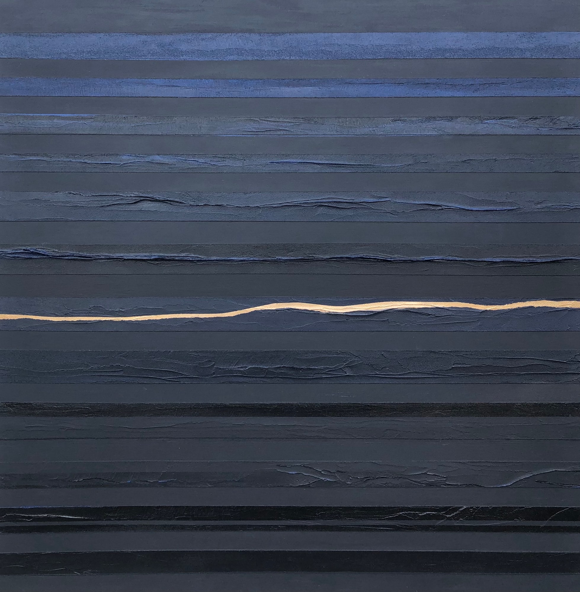 Nuit Américaine III, peinture de Nadine Hardy, acrylique sur bois, 80 × 80 cm