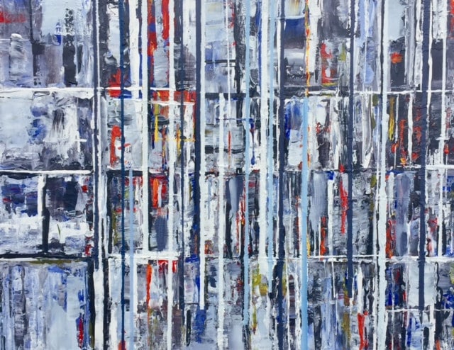 One Way, peinture de Nadine Hardy, acrylique sur bois, 43 × 56 cm