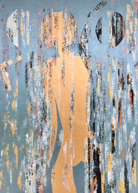 Présence 2-19, peinture de Nadine Hardy, acrylique sur bois, 100 × 73 cm, 2019