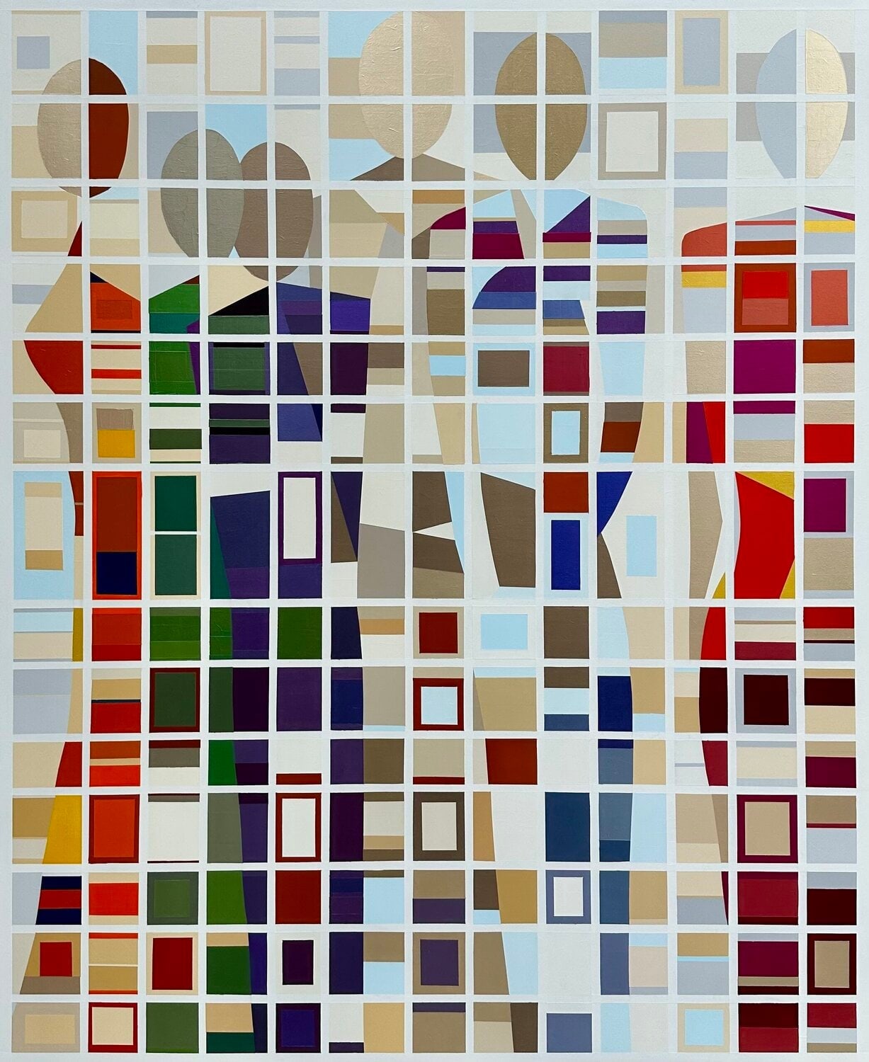 Présence 27, peinture de Nadine Hardy, acrylique sur bois, 141 × 115 cm, 2026