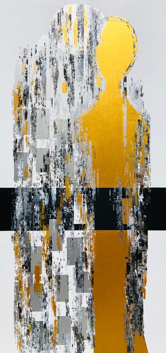 Présence 4-21, peinture de Nadine Hardy, acrylique sur bois, 80 × 40 cm, 2021