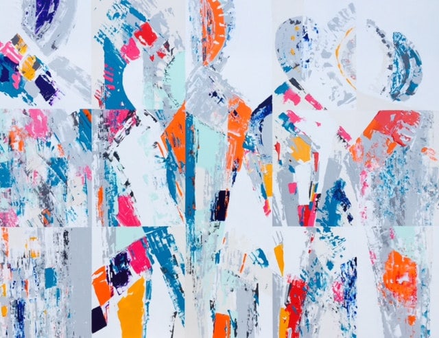 Présence II, peinture de Nadine Hardy, acrylique sur bois, 89 × 116 cm