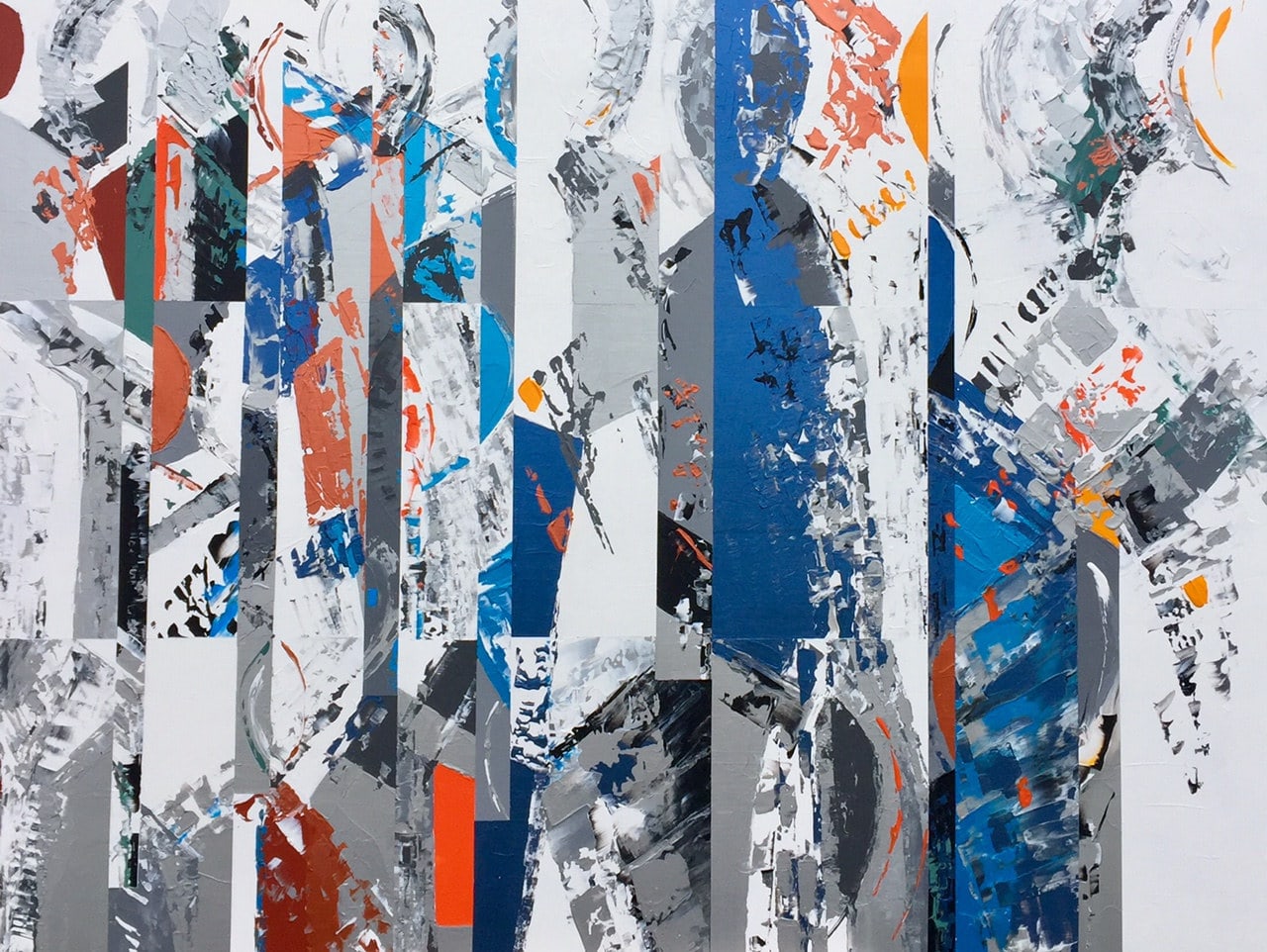 Présence III, peinture de Nadine Hardy, acrylique sur bois, 89 × 116 cm