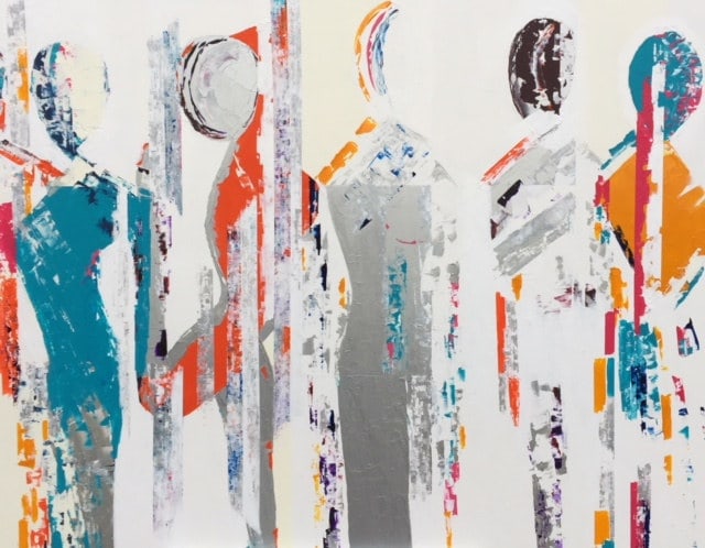 Présence IX, peinture de Nadine Hardy, acrylique sur bois, 89 × 116 cm