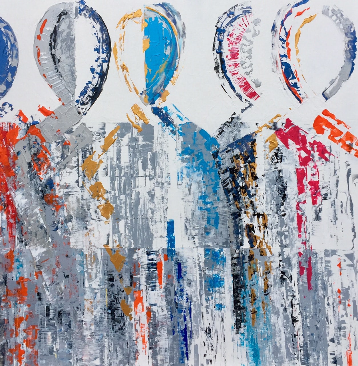 Présence V, peinture de Nadine Hardy, acrylique sur bois, 80 × 80 cm