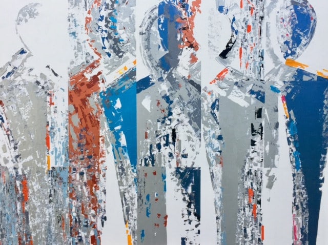 Présence VII, peinture de Nadine Hardy, acrylique sur bois, 89 × 116 cm