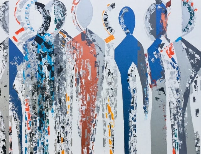 Présence VIII, peinture de Nadine Hardy, acrylique sur bois, 89 × 116 cm, 2017